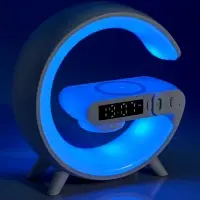 Портативная колонка - ночник G63, 15 Вт колонка, 15 W зарядка, 1800 мАч, подсветка, белая