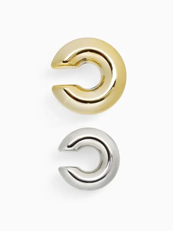 Серьги &laquo;Каффы&raquo;, набор 2 шт. бублики, цвет серебро с золотом