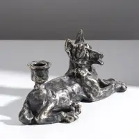 Подсвечник на 1 свечу &laquo;Шарж. Овчарка&raquo;, полистоун, под бронзу, 28&times;10.8&times;13 см