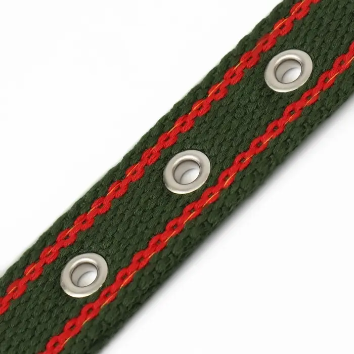 Брезентовый ошейник, 58&times;2.5 см, безразмерный, двухслойный, цвет хаки