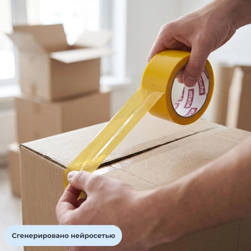 Клейкая лента одностор. упаковоч. ATTACHE 48мм х 66м 45мкм желтый