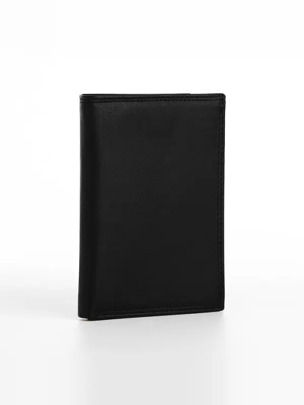 Портмоне мужское, без застёжки, 3 в 1, автодокументы, паспорт, чёрное