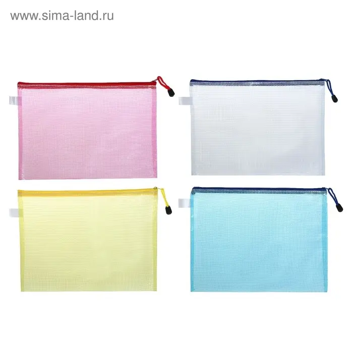 Папка-конверт на молнии А4, Calligrata &laquo;Клеточка&raquo;, МИКС