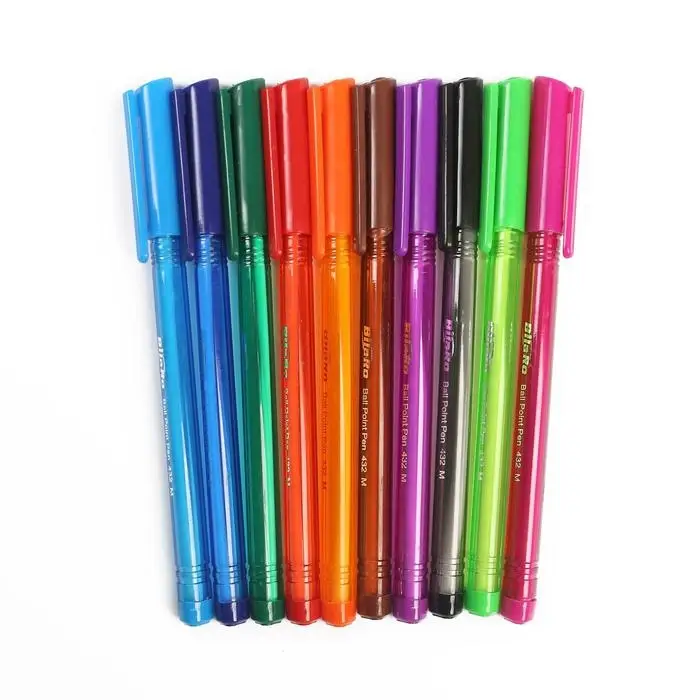 Набор шариковых ручек, 10 цветов, треугольный корпус, тонированный, в блистере на кнопке