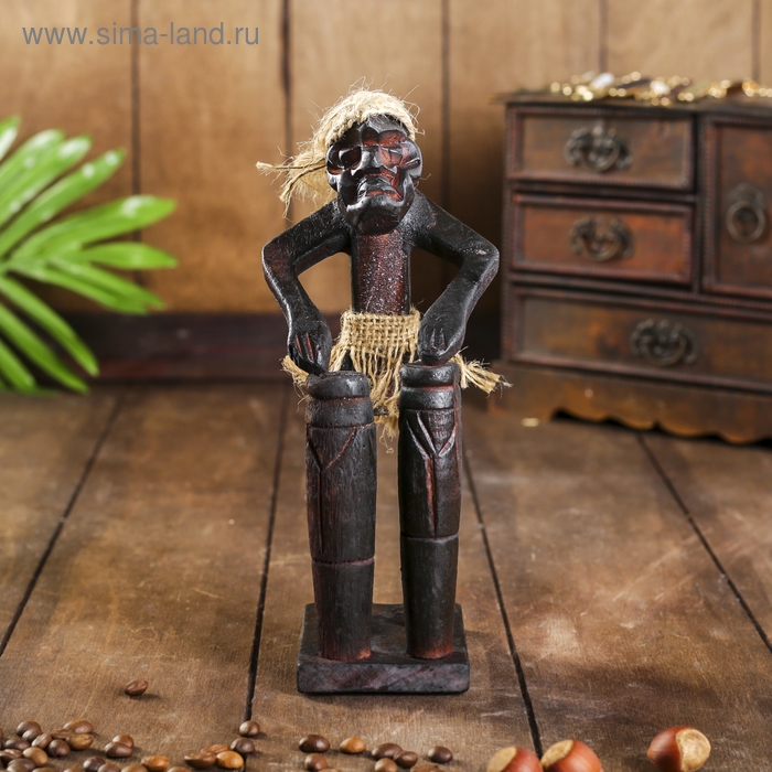 Сувенир «Абориген с двумя барабанами», 19×9×9 см, дерево Сувенир «Абориген с двумя барабанами», 19×9×9 см, дерево