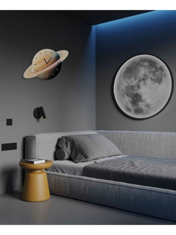 Часы настенные  Часы настенные "Saturn", планета Сатурн, интерьерные, плавный ход, d-45 см