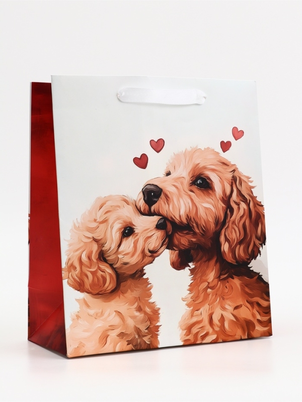 Пакет подарочный вертикальный "Щенята", 23 × 27 × 11.5 см
