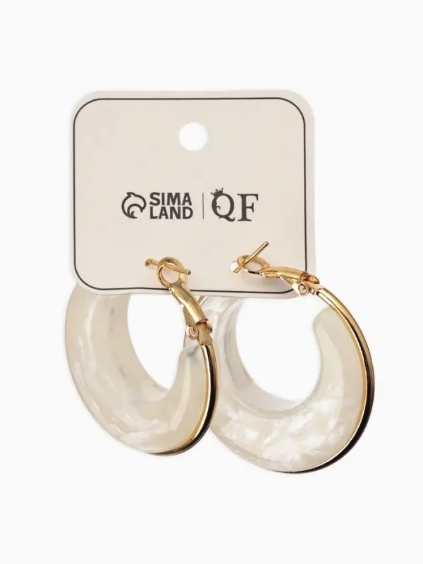 Серьги-кольца акрил Серьги-кольца акрил "Тренд", цвет молочный в золоте