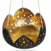 Подсвечник подвесной из кокоса &laquo;Бутон&raquo;, 14&times;14&times;10 см, чёрно-золотой