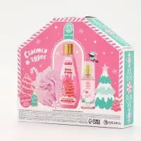 Подарочный набор косметики «Счастья в Новом году», гель для душа, мочалка и мист, URAL LAB Подарочный набор косметики «Счастья в Новом году», гель для душа, мочалка и мист, URAL LAB