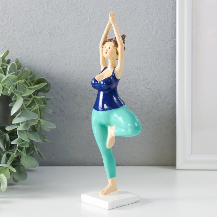 Сувенир полистоун  Сувенир полистоун "Пышечка - йога поза дерева" сине-бирюзовая 7х4,5х20,5 см