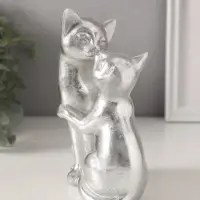 Фигурка полистоун &laquo;Кот с кошкой. Поцелуй&raquo;, серебро, 12&times;7.5&times;16 см