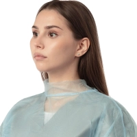 Халат н/с , на завязк, рук.рез, дл.110см, XL, пл 20, голуб, 10 шт/уп