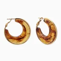 Серьги-кольца акрил "Тренд", цвет янтарный в золоте