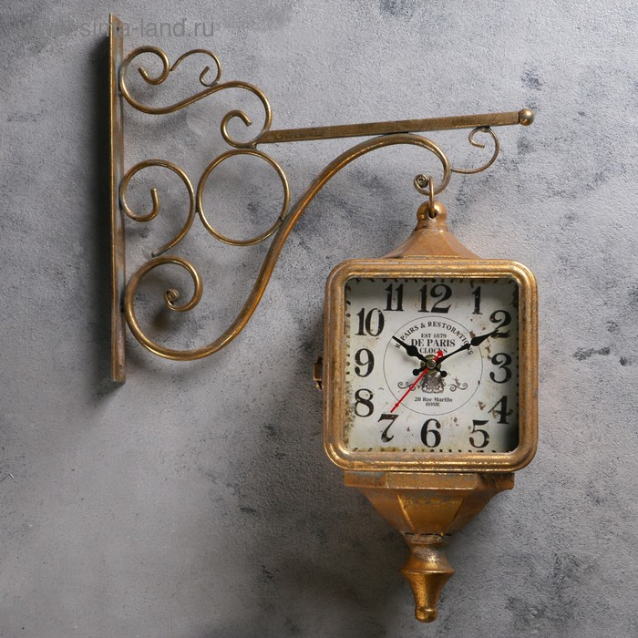 Часы настенные двусторонние, на подвесе Часы настенные двусторонние, на подвесе "Уличный фонарь", плавный ход, 40 х 31 см