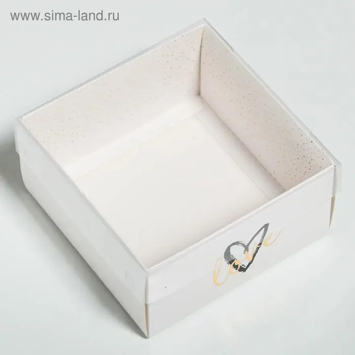 Коробка для кондитерских изделий с PVC крышкой Love, 11.5 х 11.5 х 6 см Коробка для кондитерских изделий с PVC крышкой Love, 11.5 х 11.5 х 6 см