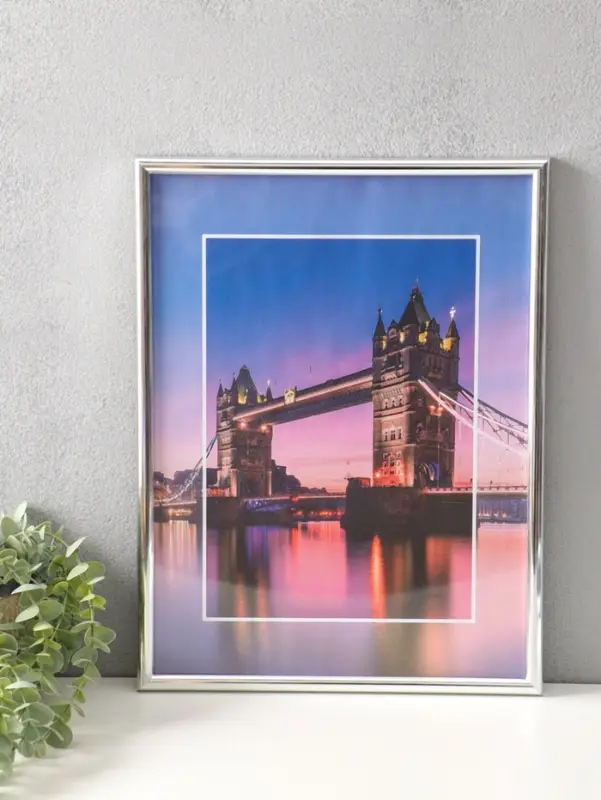 Фоторамка для фото "Vivo" 30х40 см,  набор 3 шт, (пластиковый экран), серебро