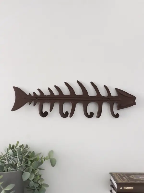 Настенные крючки декоративные &laquo;Рыбий скелет&raquo;, чугун, 11&times;32.5&times;2.5 см