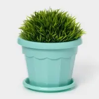 Горшок для цветов с поддоном Доляна &laquo;Эрика&raquo;, 0,7 л, цвет бирюзовый