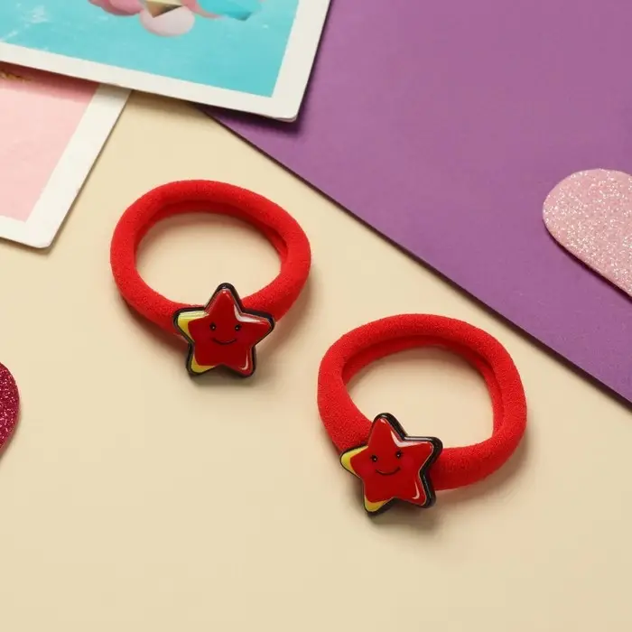 Резинка для волос  Резинка для волос "Нежность" (набор 2 шт) звёздочка, 4 см, красный