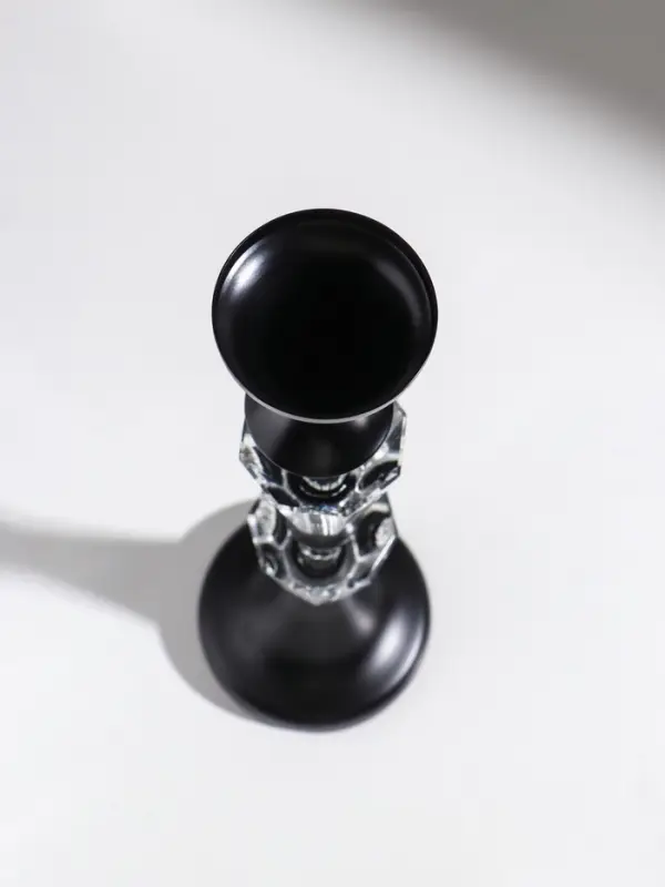 Подсвечник стекло, металл на 1 свечу  Подсвечник стекло, металл на 1 свечу "Кристалл. Классика" чёрный d=5 см 9,5х9,5х32,5 см