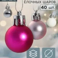 Ёлочные шары набор 40 шт. &laquo;Малышки в шарике&raquo;, d=2.5 см, белые, розовые