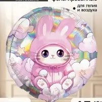 Воздушные шары фольгированные 18" &laquo;Котик&raquo;, круг, набор 5 шт.