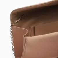 Сумка-клатч женская вечерняя на магните, на цепочке, однотонная, бежевая