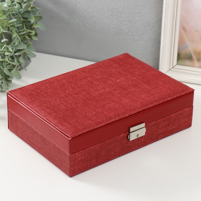 Шкатулка кожзам для украшений  Шкатулка кожзам для украшений "Красная" комбинированная 26,7х18,5х7,5 см