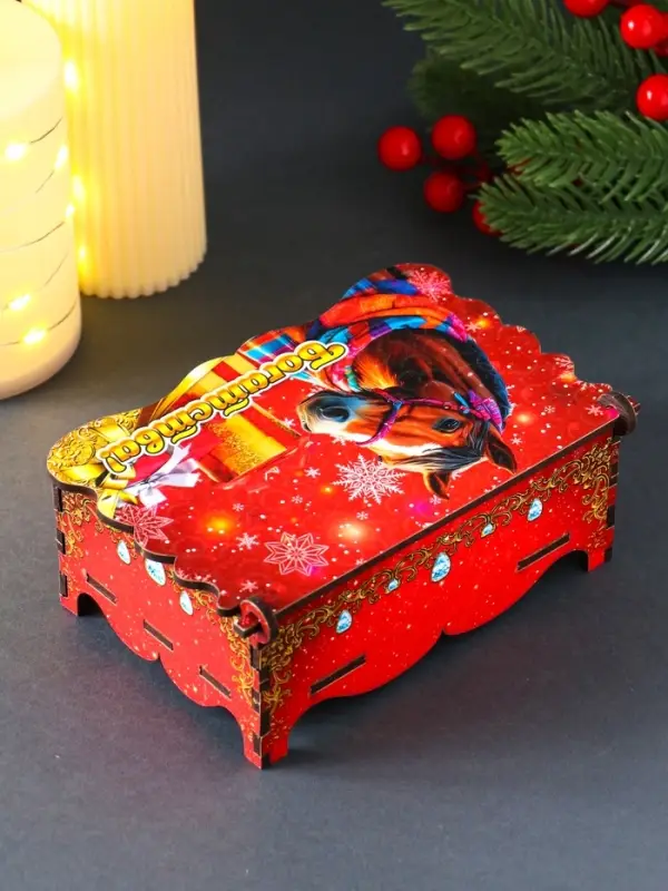 Шкатулка новогодняя "Богатства" 14х9,3х6 см