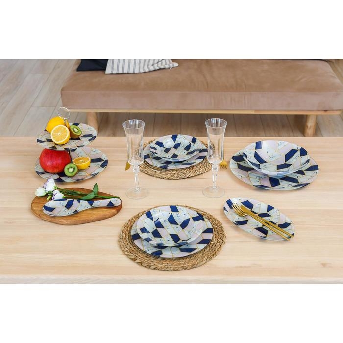 Тарелка стеклянная Доляна &laquo;Розовый мрамор&raquo;, d=20 см