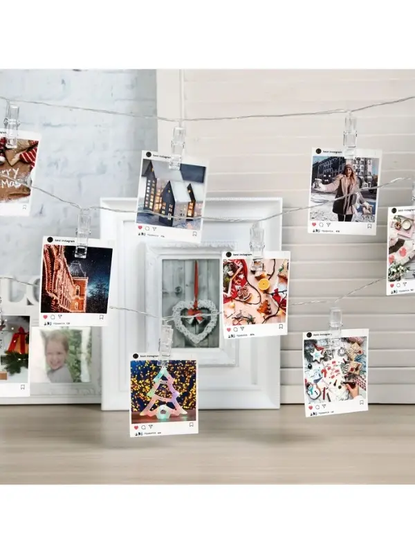 Гирлянда &laquo;Нить&raquo; 5 м с насадками &laquo;Прищепки&raquo;, IP20, прозрачная нить, 20 LED, свечение мульти (RG/RB), мигание, 220 В