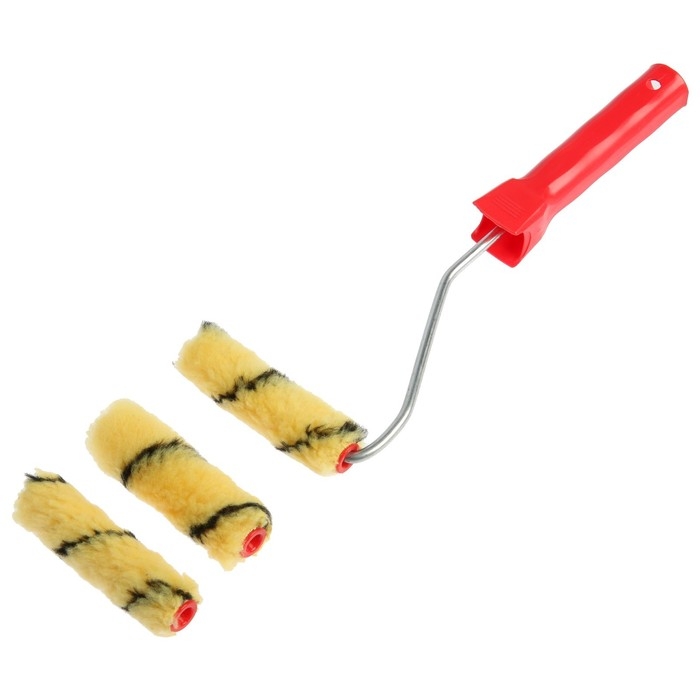 Валик ЛОМ, полиэстер, 100 мм, рукоятка d=6 мм, D=16 мм, ворс 10 мм, 2 запасных шубки Валик ЛОМ, полиэстер, 100 мм, рукоятка d=6 мм, D=16 мм, ворс 10 мм, 2 запасных шубки