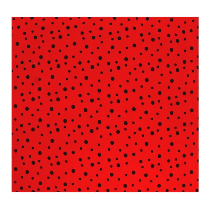 Отрез трикотажный для рукоделия, велюр, на красном фоне чёрный горох, 45 × 50 см