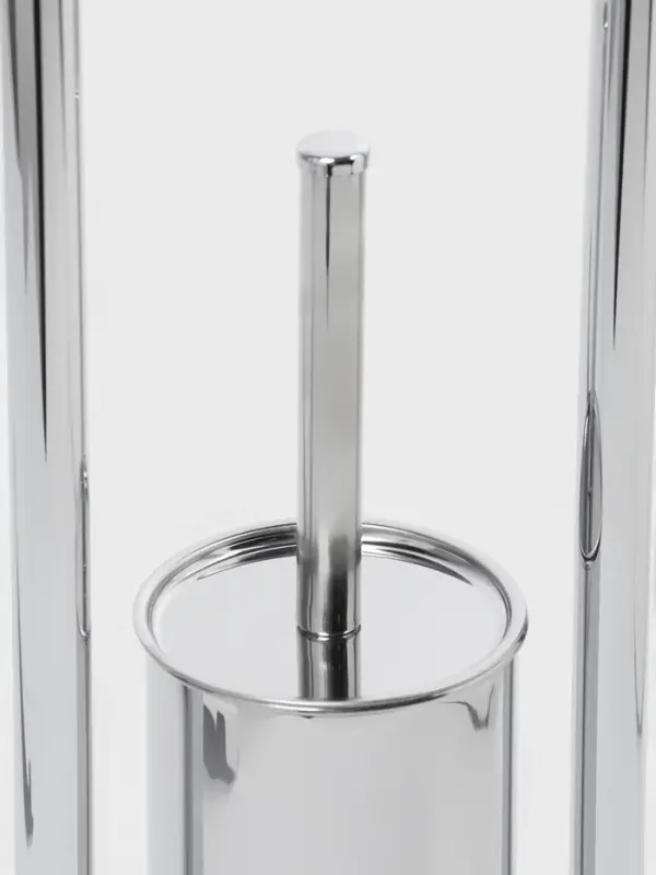 Ёршик для унитаза с подставкой напольный, 22&times;22&times;82 см, с держателем для туалетной бумаги, хром