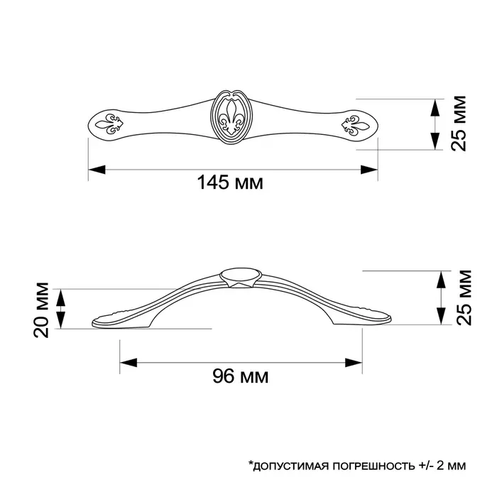 Ручка-скоба мебельная ТУНДРА PC174, м/о 96 мм, цвет бронза