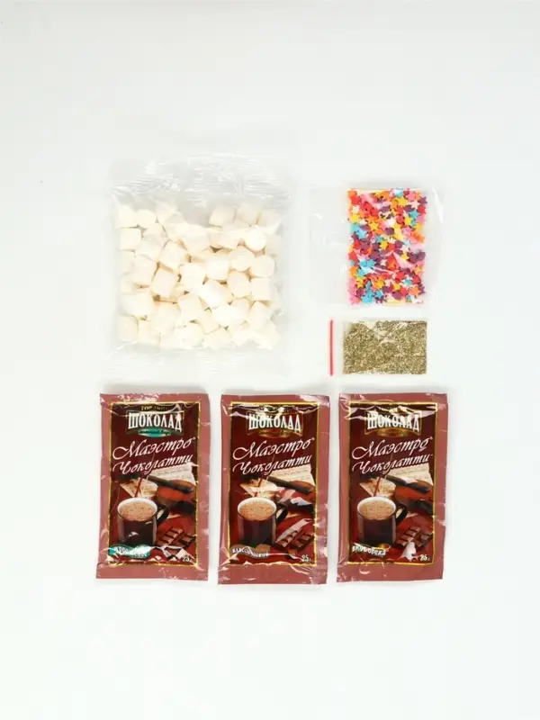 Набор с горячим шоколадом 3 шт, маршмеллоу и декором "С новым годом"