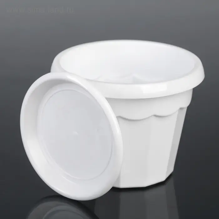 Горшок для цветов с поддоном «Доляна. Эрика», 700 мл, пластиковый, белый Горшок для цветов с поддоном «Доляна. Эрика», 700 мл, пластиковый, белый