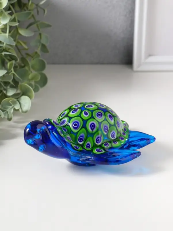 Сувенир стекло "Черепашка калейдоскоп" под муранское стекло 10,5х13,5х7 см