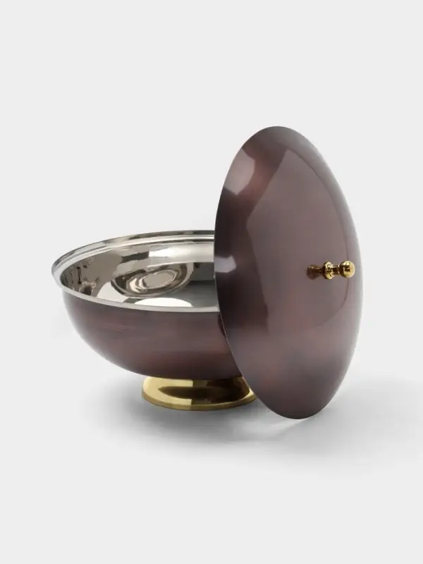 Блюдо глубокое с крышкой &laquo;Жемчуг&raquo;, 27&times;27&times;19 см, нержавеющая сталь, покрытие антик