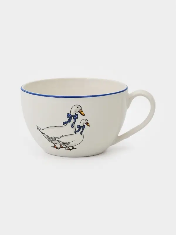 Чашка Тихорецкий фарфор &laquo;Гуси&raquo;, 300 мл, белая