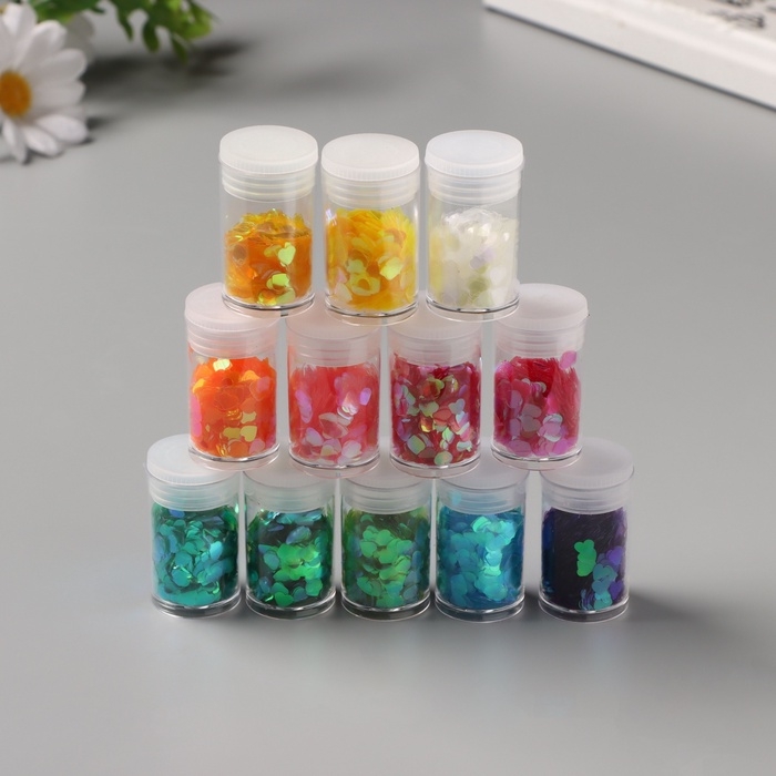 Декор для творчества в банке Декор для творчества в банке "Неоновые сердца" набор 12 шт 13,4х8,8х3 см