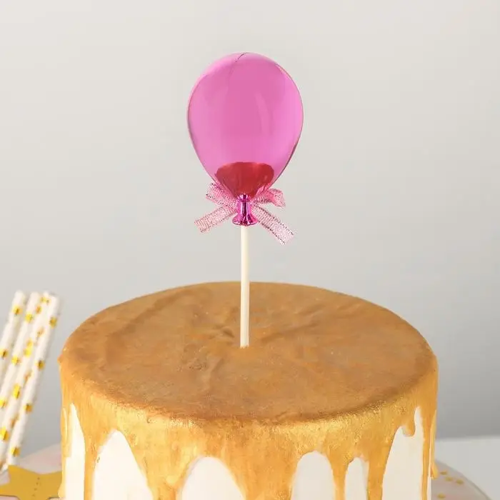 Топпер для торта «Шар», 19×5 см, цвет розовый Топпер для торта «Шар», 19×5 см, цвет розовый