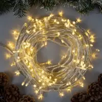 Гирлянда &laquo;Нить&raquo; 20 м, IP20, прозрачная нить, 200 LED, 8 режимов, 220 В, свечение тёплое белое