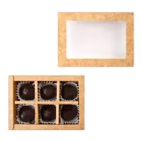 Коробка для 6 конфет с окном, крафт, 13.7×9.85×3.85 см