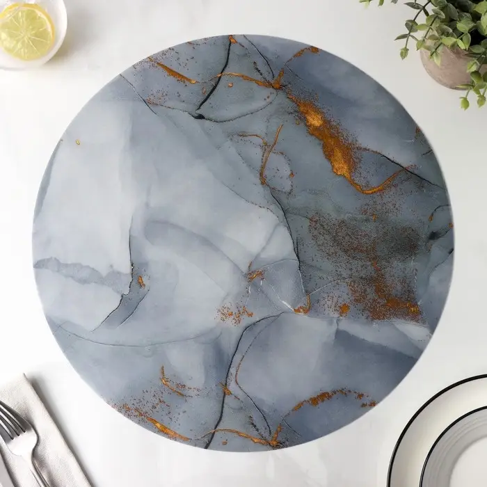 Салфетка сервировочная на стол «Камень», d=38 см, цвет серый