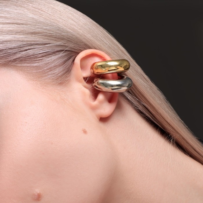 Серьги &laquo;Каффы&raquo; набор 2 шт, спокойная вибрация, цвет серебряно-золотой