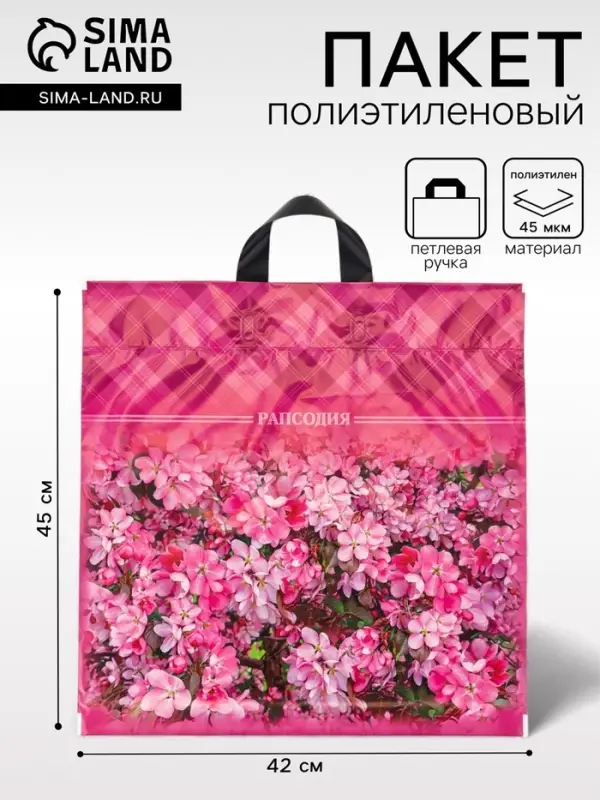Пакет &laquo;Рапсодия&raquo;, полиэтиленовый с петлевой ручкой, 42&times;45 см, 45 мкм