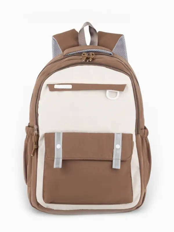 Рюкзак 31*14*44 см, 2 отд. 3 н/карм+пенал, Комби корич/бел