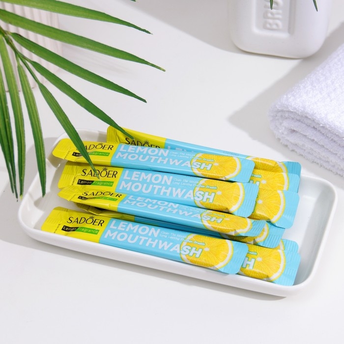 Набор ополаскивателей для рта в стиках со вкусом лимона, 20шт по 10 мл Набор ополаскивателей для рта в стиках со вкусом лимона, 20шт по 10 мл